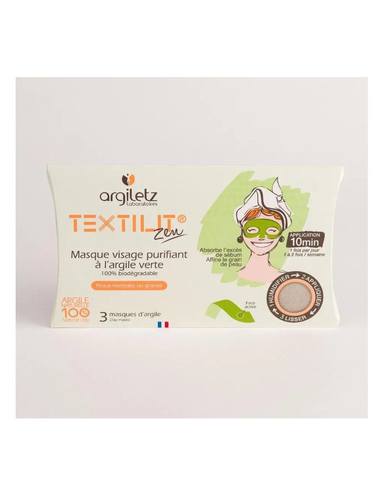 Máscara facial textilit® com argila verde x3