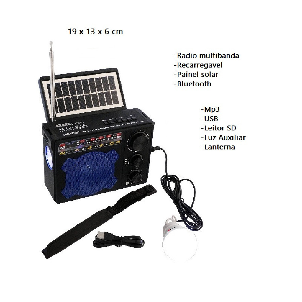 Radio solar com lanterna