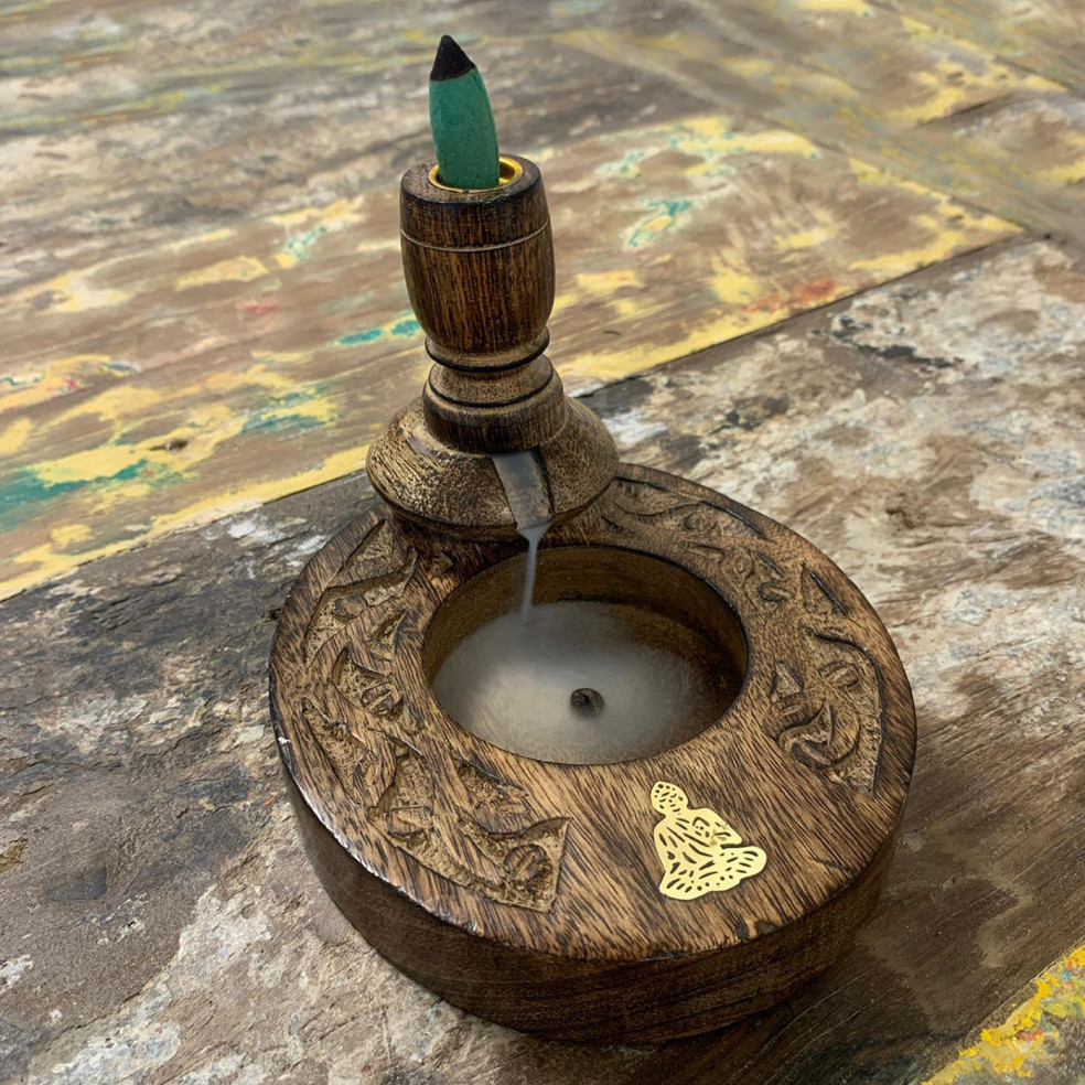 Queimador de refluxo inverso Mango Wood - Bronze Buda