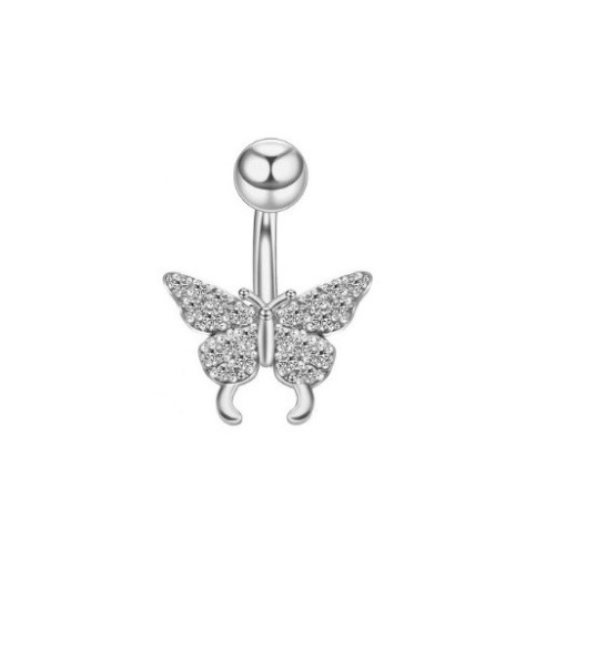 Piercing umbigo em aço borboleta